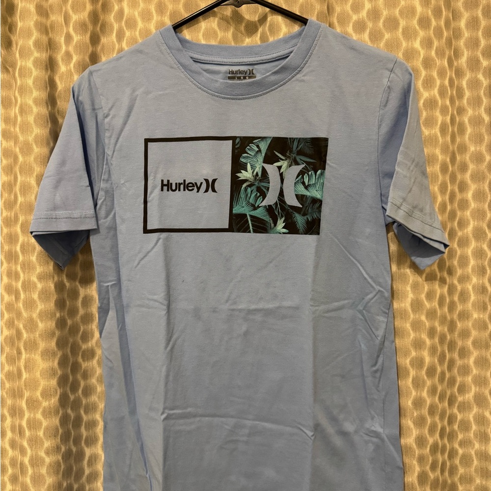 Hurley Blue Short Sleeve Tee with Graphic Design